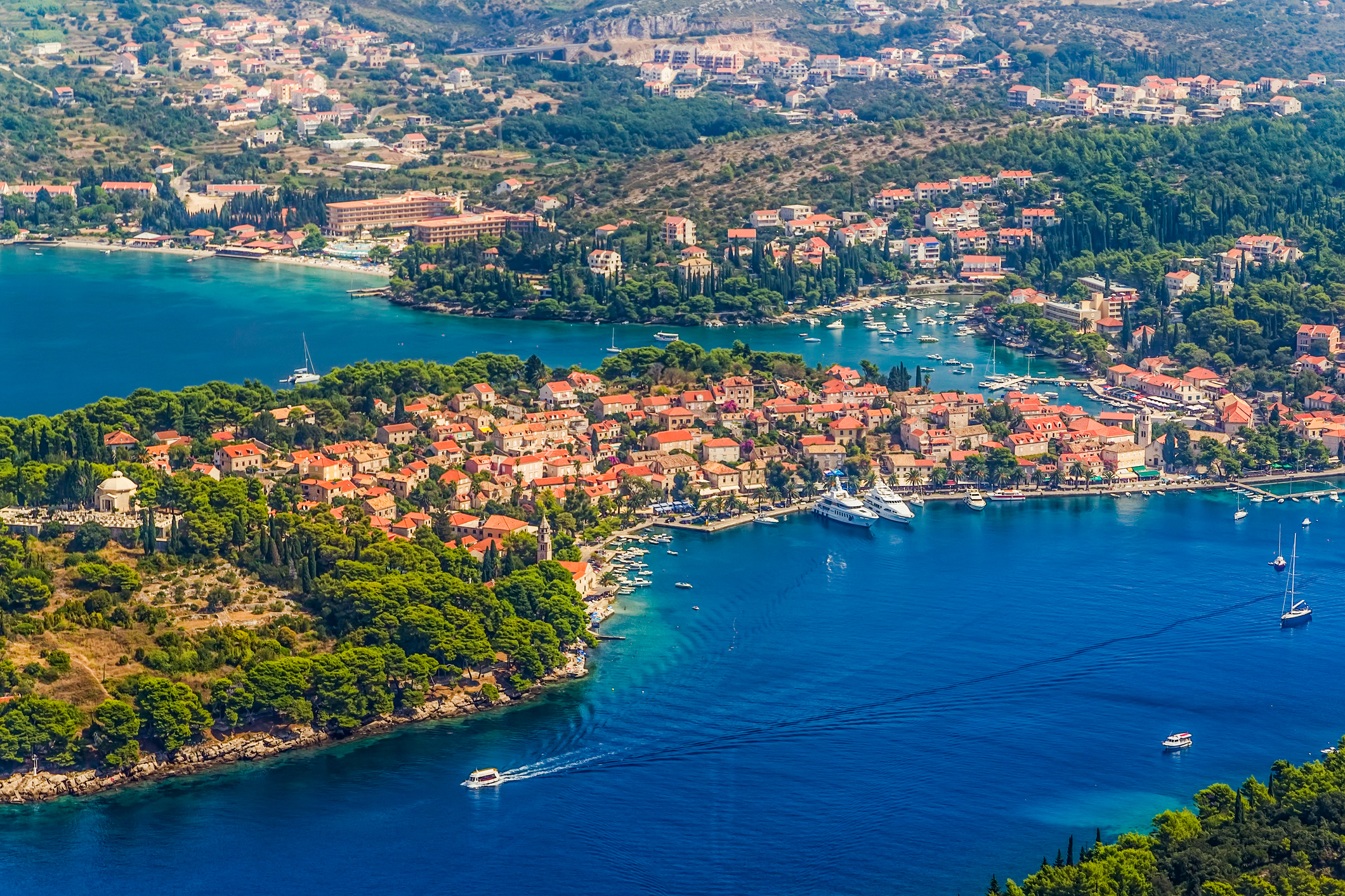 Cavtat bay, southern Dubrovnik — optional day sail on Day 7 of the Dubrovnik Crown Route